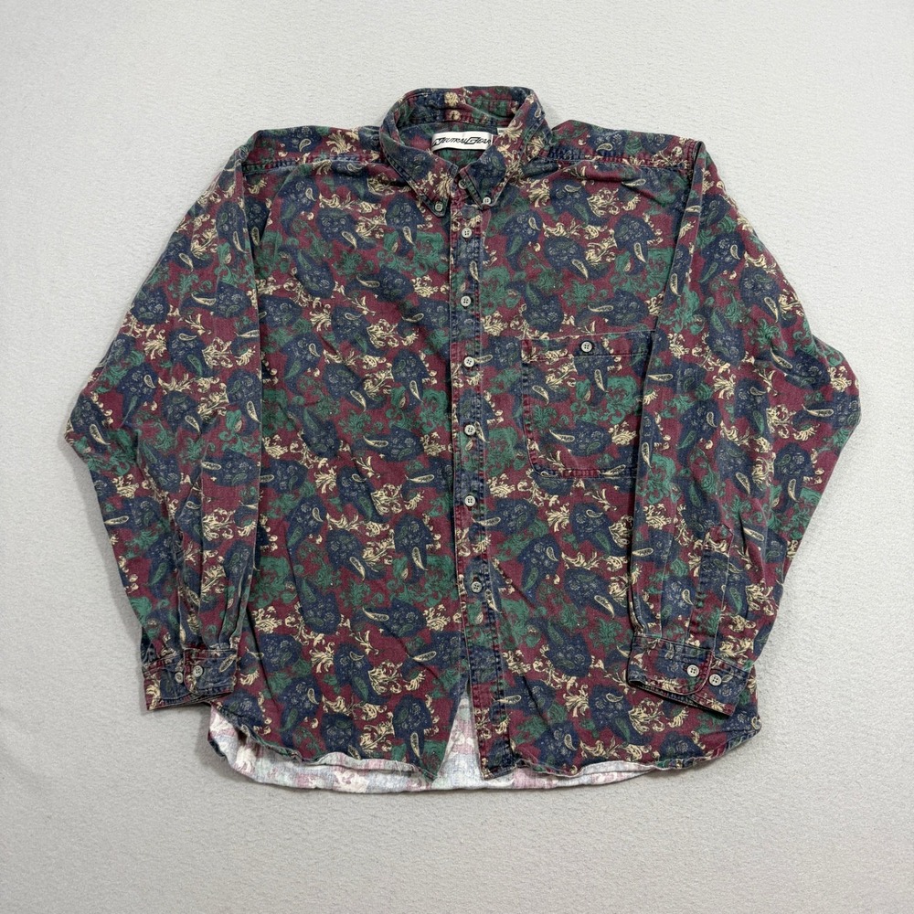 Vintage Neutral Gear Button Shirt XL Multicolor Paisley Long Sleeve Cotton 90s